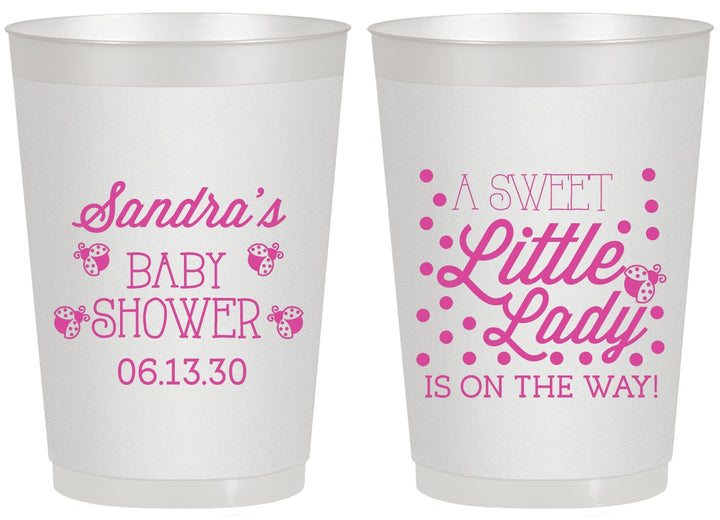 Personalized Baby Shower 20 oz Frosted Cups - Sweet Little Lady | 90024