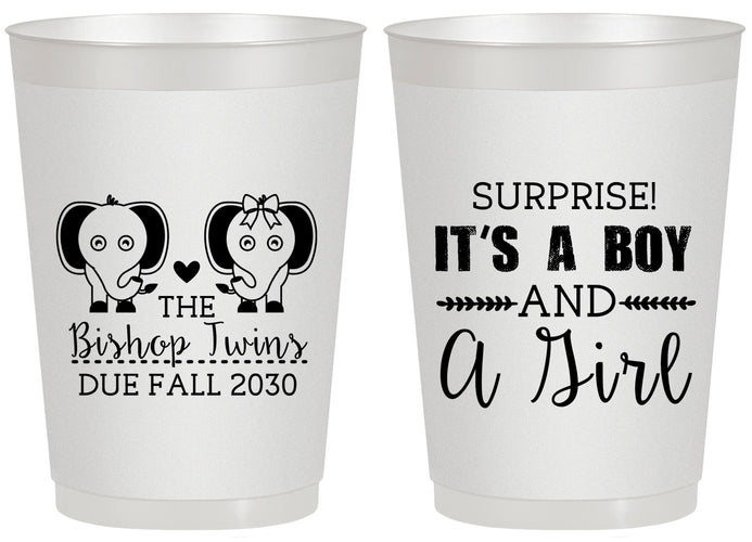 Personalized Baby Shower 20 oz Frosted Cups - Twins Boy And Girl | 90026
