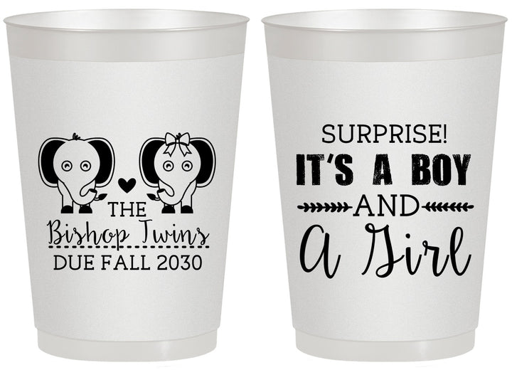 Personalized Baby Shower 20 oz Frosted Cups - Twins Boy And Girl | 90026