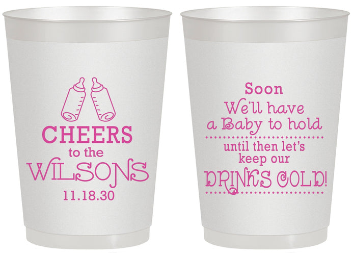 Personalized Baby Shower 20 oz Frosted Cups - Cheers Bottle | 90031