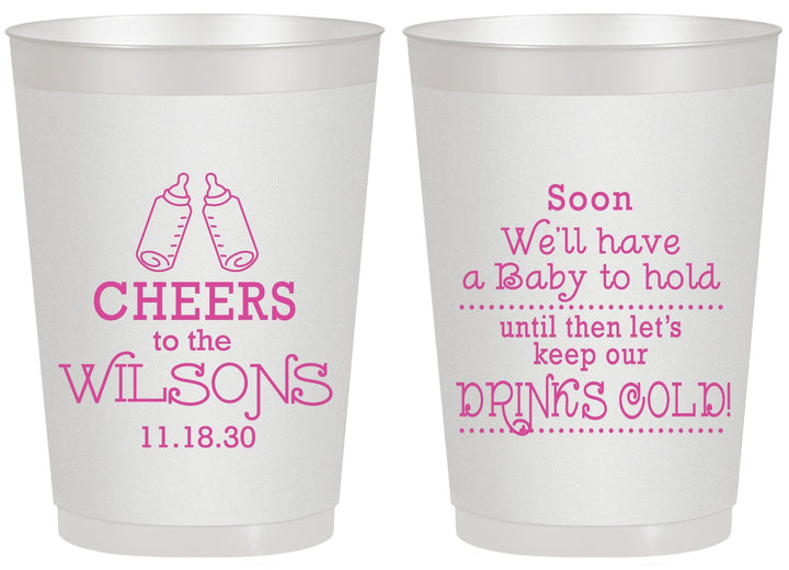 Personalized Baby Shower 20 oz Frosted Cups - Cheers Bottle | 90031