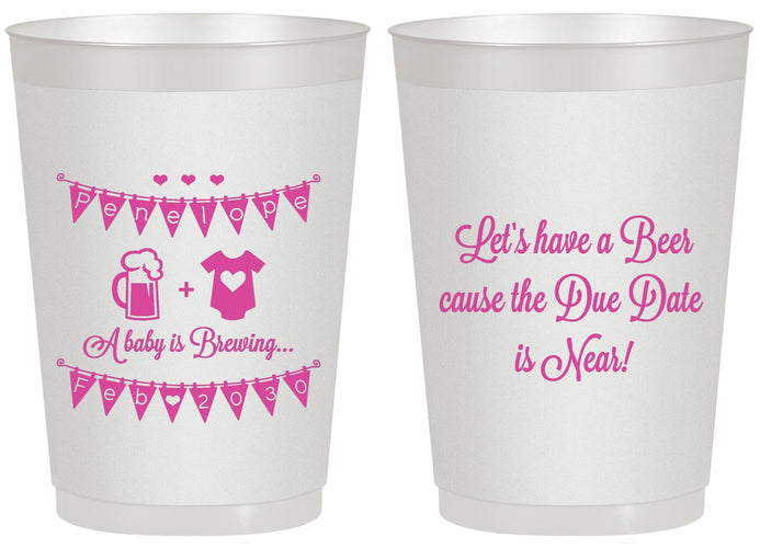 Personalized Baby Shower 20 oz Frosted Cups - Beer Due Date Is Near | 90032