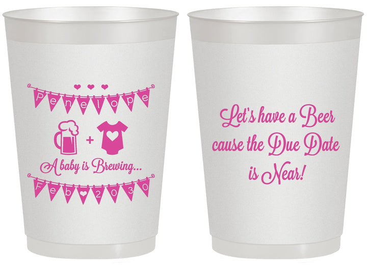 Personalized Baby Shower 20 oz Frosted Cups - Beer Due Date Is Near | 90032