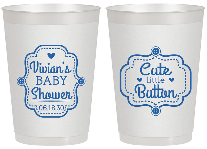 Personalized Baby Shower 20 oz Frosted Cups - Cute Little Button | 90035
