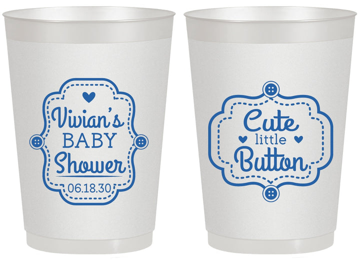 Personalized Baby Shower 20 oz Frosted Cups - Cute Little Button | 90035
