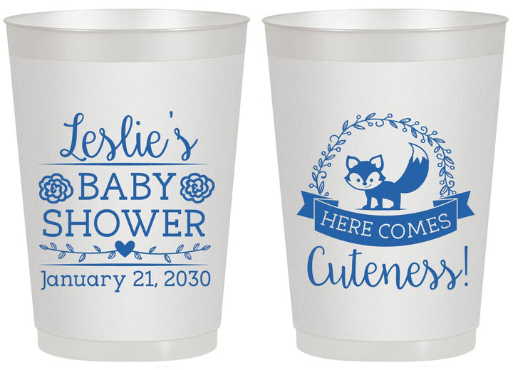 Personalized Baby Shower 20 oz Frosted Cups - Fox Cuteness | 90036