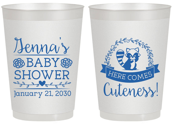 Personalized Baby Shower 20 oz Frosted Cups - Racoon Cuteness | 90037