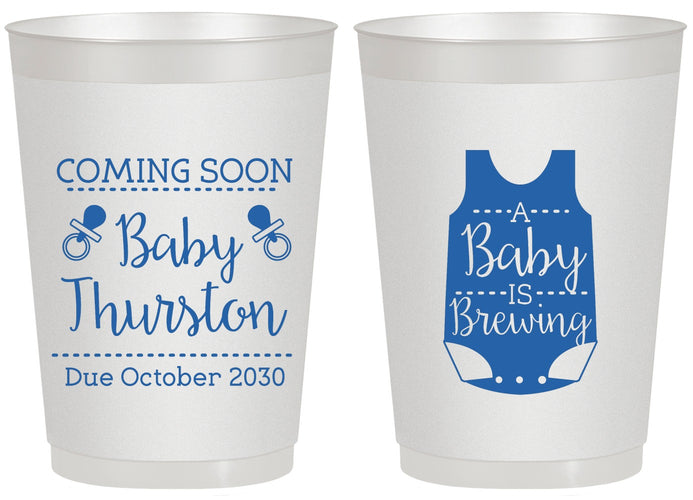 Personalized Baby Shower 20 oz Frosted Cups - Baby Is Brewing | 90039