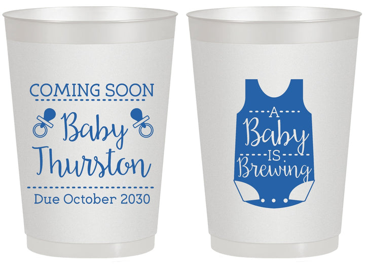 Personalized Baby Shower 20 oz Frosted Cups - Baby Is Brewing | 90039