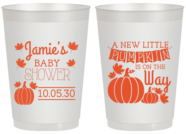 Personalized Baby Shower 20 oz Frosted Cups - Pumpkin On The Way | 90042