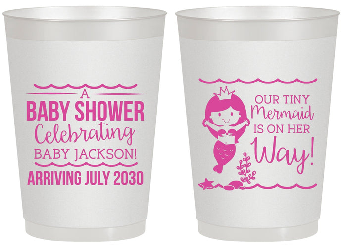 Personalized Baby Shower 20 oz Frosted Cups - Mermaid On Her Way | 90046