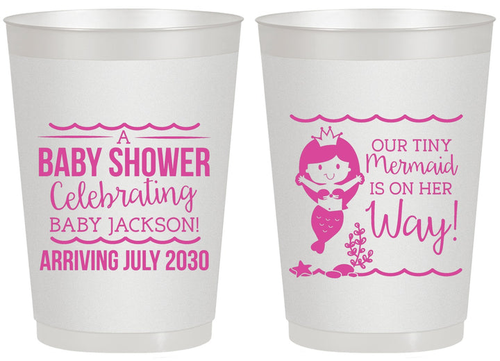 Personalized Baby Shower 20 oz Frosted Cups - Mermaid On Her Way | 90046