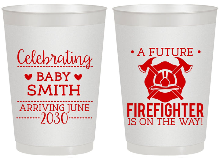 Personalized Baby Shower 20 oz Frosted Cups - Future Firefighter | 90048