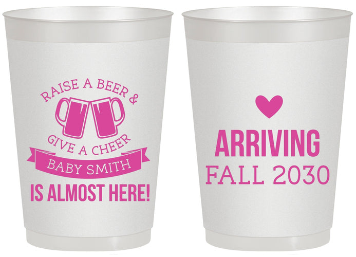 Personalized Baby Shower 20 oz Frosted Cups - Raise A Beer | 90049