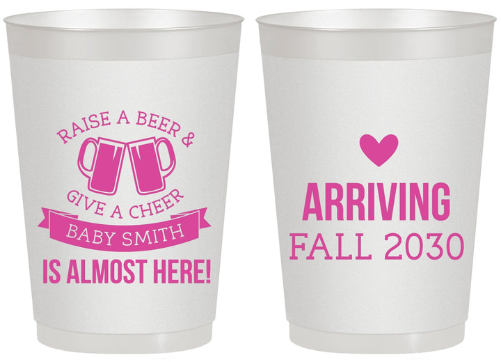 Personalized Baby Shower 20 oz Frosted Cups - Raise A Beer | 90049