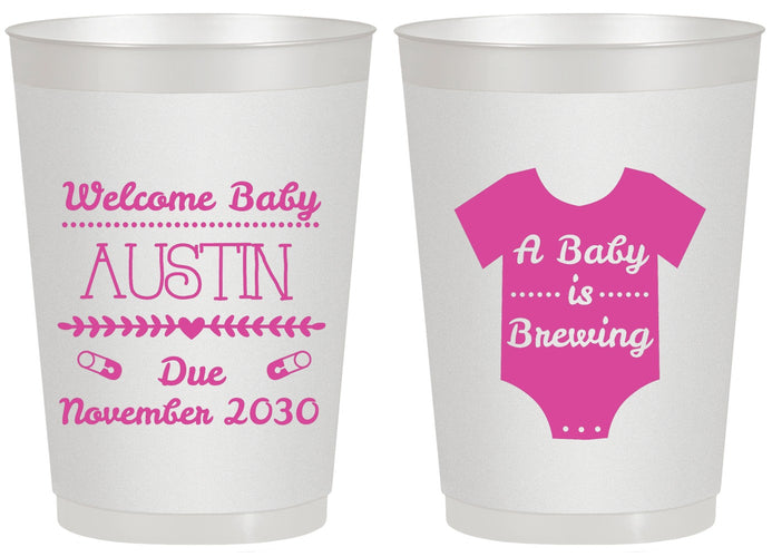Personalized Baby Shower 20 oz Frosted Cups - Baby Is Brewing | 90050