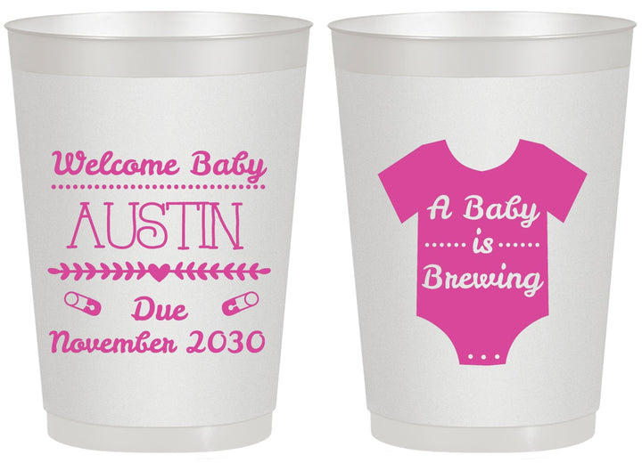 Personalized Baby Shower 20 oz Frosted Cups - Baby Is Brewing | 90050