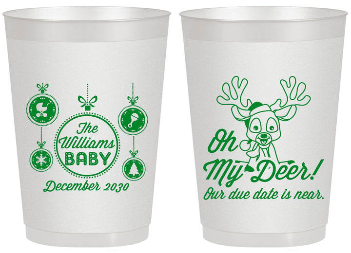Personalized Baby Shower 20 oz Frosted Cups - Oh My Deer Christmas | 90051