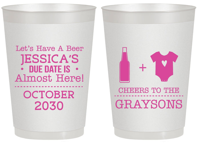 Personalized Baby Shower 20 oz Frosted Cups - Due Date Almost Here | 90052