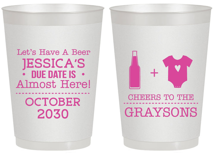Personalized Baby Shower 20 oz Frosted Cups - Due Date Almost Here | 90052