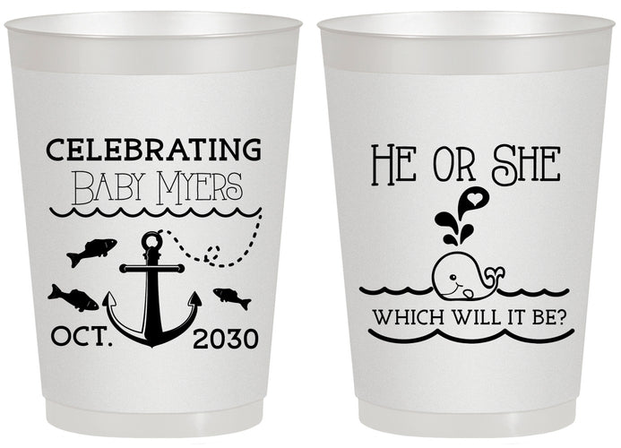 Personalized Baby Shower 20 oz Frosted Cups - Gender Reveal Whale | 90053