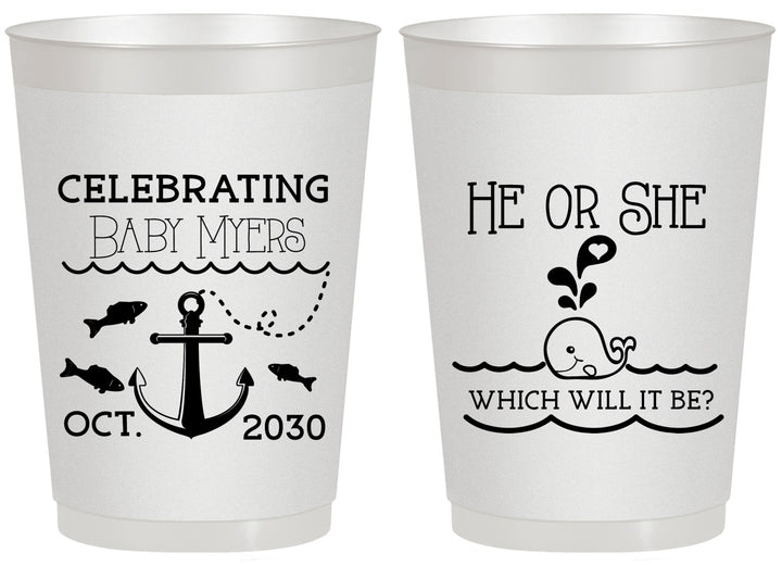 Personalized Baby Shower 20 oz Frosted Cups - Gender Reveal Whale | 90053