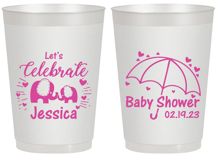 Personalized Baby Shower 20 oz Frosted Cups - Elephant Lets Celebrate | 90058