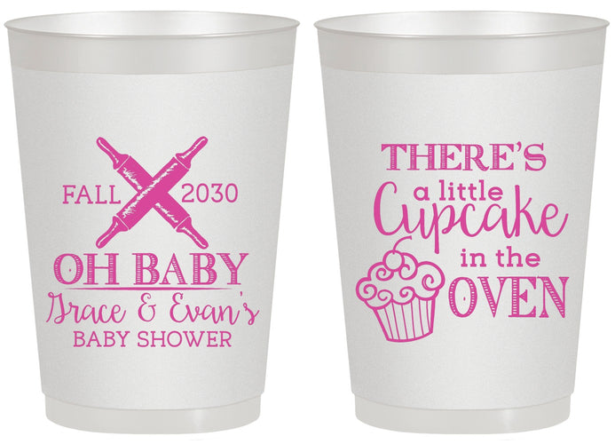 Personalized Baby Shower 20 oz Frosted Cups - Cupcake In The Oven | 90059