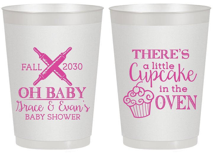 Personalized Baby Shower 20 oz Frosted Cups - Cupcake In The Oven | 90059