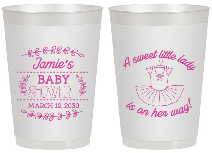 Personalized Baby Shower 20 oz Frosted Cups - Sweet Little Lady | 90061