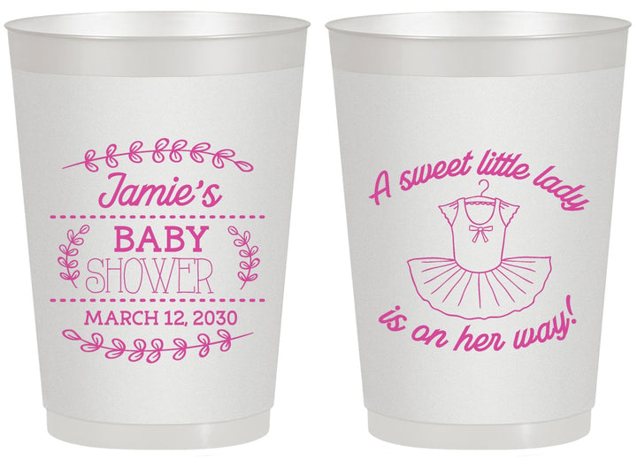 Personalized Baby Shower 20 oz Frosted Cups - Sweet Little Lady | 90061