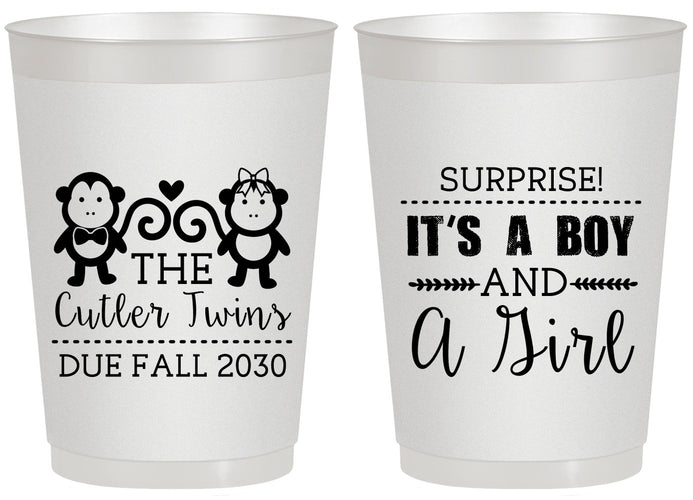 Personalized Baby Shower 20 oz Frosted Cups - Gender Reveal Boy Or Girl | 90063