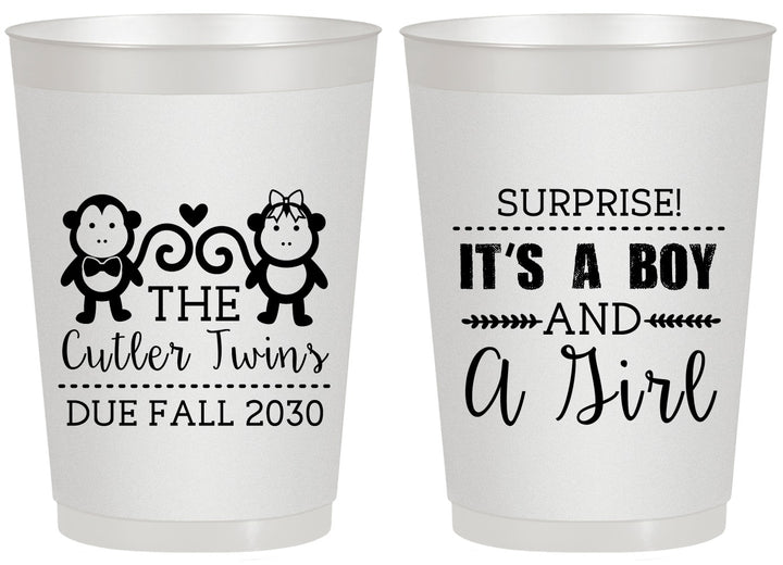 Personalized Baby Shower 20 oz Frosted Cups - Gender Reveal Boy Or Girl | 90063