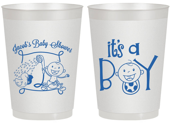 Personalized Baby Shower 20 oz Frosted Cups - It’s A Boy | 90076