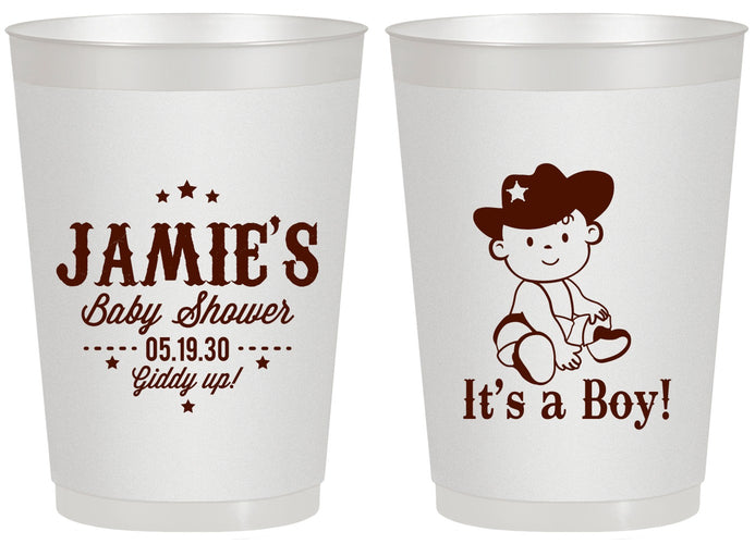 Personalized Baby Shower 20 oz Frosted Cups - Cowboy It’s A Boy | 90078