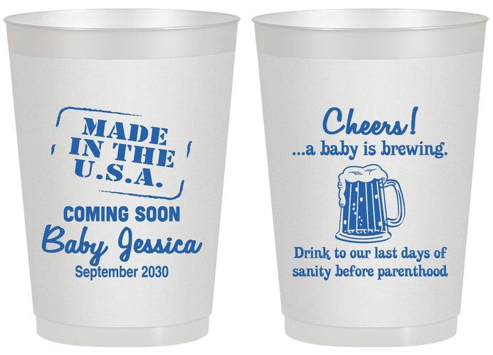Personalized Baby Shower 20 oz Frosted Cups - Made In The Usa | 90079