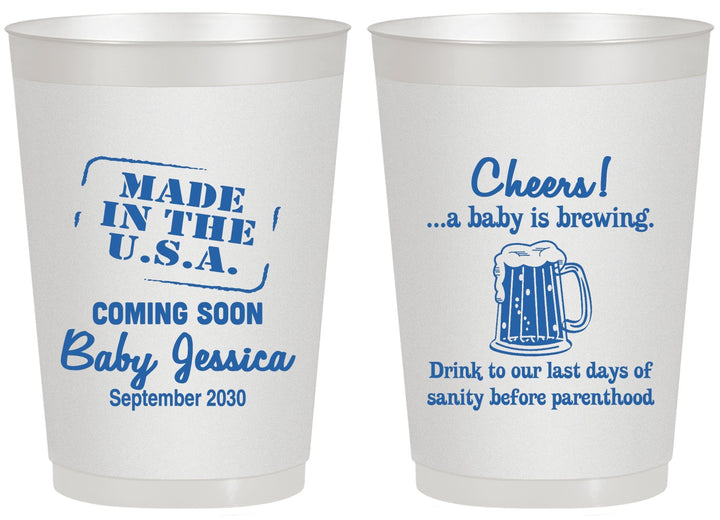 Personalized Baby Shower 20 oz Frosted Cups - Made In The Usa | 90079