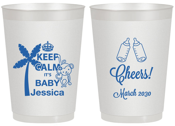 Personalized Baby Shower 20 oz Frosted Cups - Baby Monkey | 90082