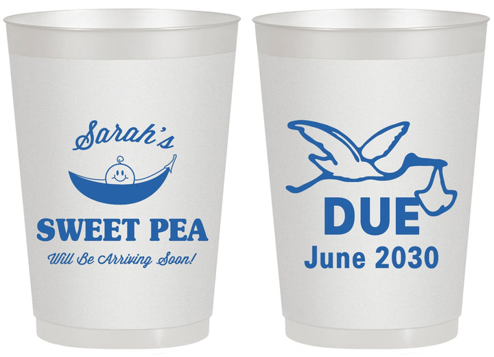 Personalized Baby Shower 20 oz Frosted Cups - Sweat Pea Stork | 90084
