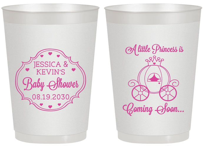 Personalized Baby Shower 20 oz Frosted Cups - Princess Coming Soon | 90085