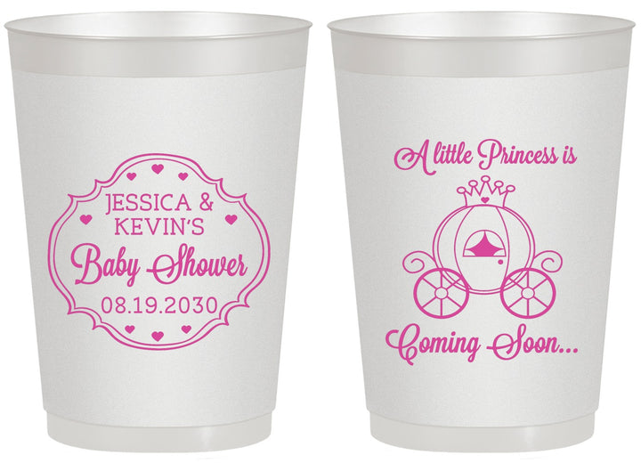 Personalized Baby Shower 20 oz Frosted Cups - Princess Coming Soon | 90085