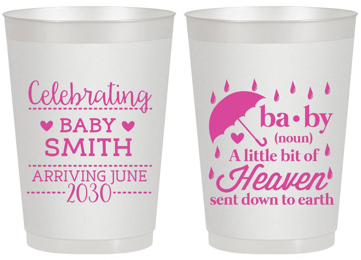 Personalized Baby Shower 20 oz Frosted Cups - Little Bit Of Heaven | 90095