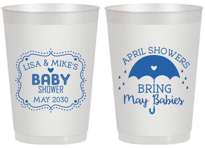 Personalized Baby Shower 20 oz Frosted Cups - April Showers May Babies | 90096