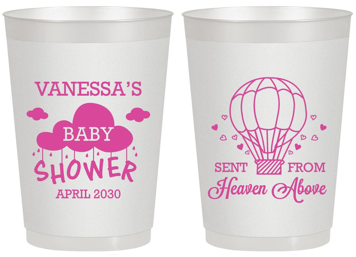 Personalized Baby Shower 20 oz Frosted Cups - Hot Air Balloon | 90097