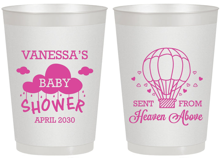 Personalized Baby Shower 20 oz Frosted Cups - Hot Air Balloon | 90097