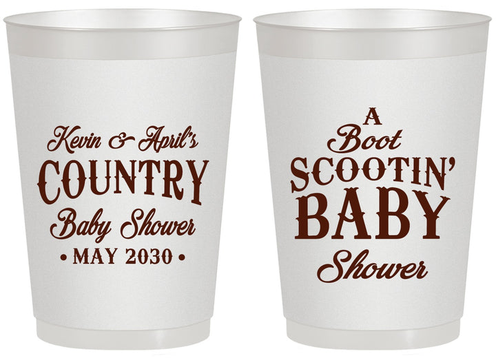 Personalized Baby Shower 20 oz Frosted Cups - Boot Scootin | 90100