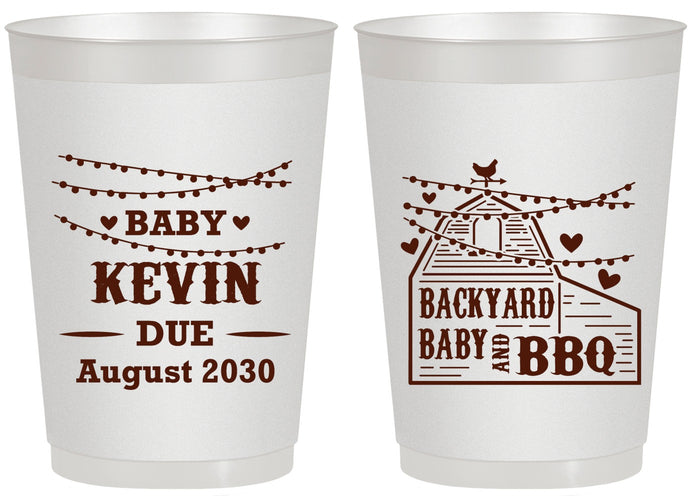 Personalized Baby Shower 20 oz Frosted Cups - Baby And Bbq | 90101