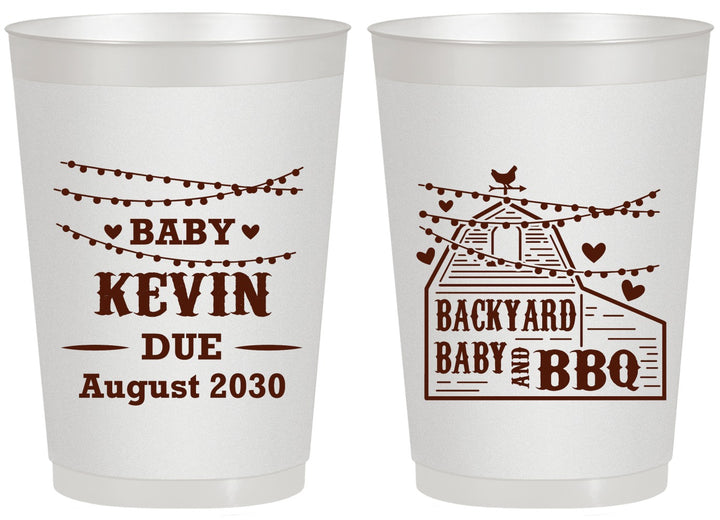 Personalized Baby Shower 20 oz Frosted Cups - Baby And Bbq | 90101