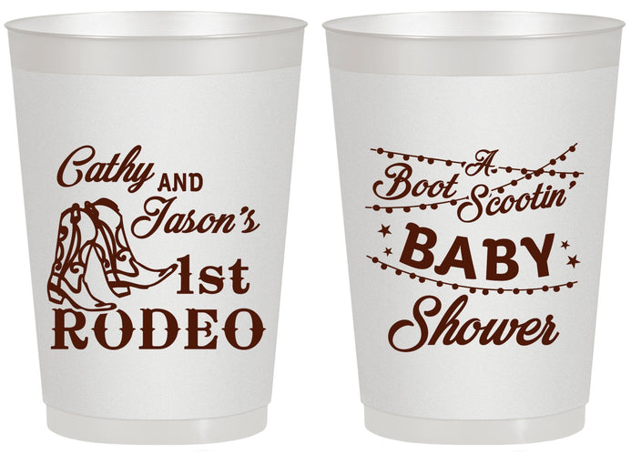 Personalized Baby Shower 20 oz Frosted Cups - Rodeo Boot Scootin | 90103