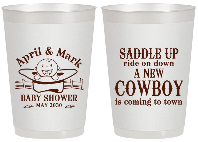 Personalized Baby Shower 20 oz Frosted Cups - New Cowboy | 90104